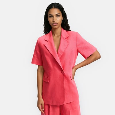 Gerader Longblazer mit kurzen Ärmeln aus Leinen LA REDOUTE COLLECTIONS