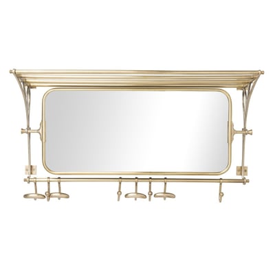 Porte Manteau en Laiton avec Miroir et Étagère 1 Plateau SIGNATURE