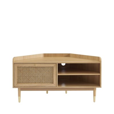 Meuble tv d'angle en bois et cannage L120cm - BOMBONG DRAWER