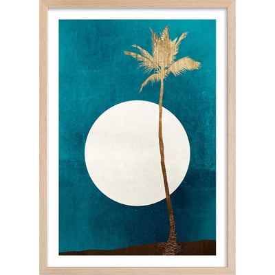 Poster cocotier sur fond bleu HEXOA