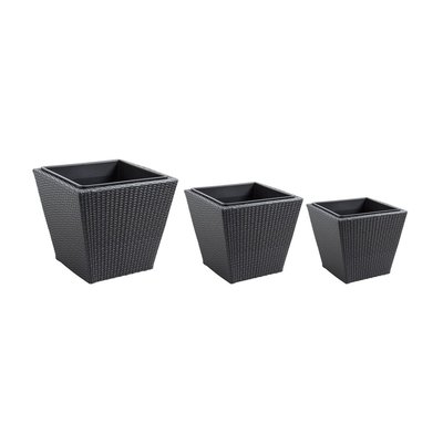 Cache-pots en résine tressée (lot de 3) Carré AUBRY GASPARD