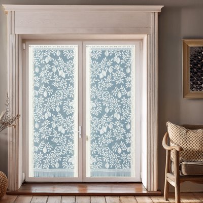 Paire de vitrages frangés dentelle motif feuillage et fruits HOME MAISON