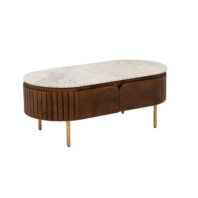 Table basse en bois de manguier et marbre  SIENNE MADE IN MEUBLES 