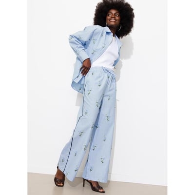 Pantalon rayé brodé PROMOD