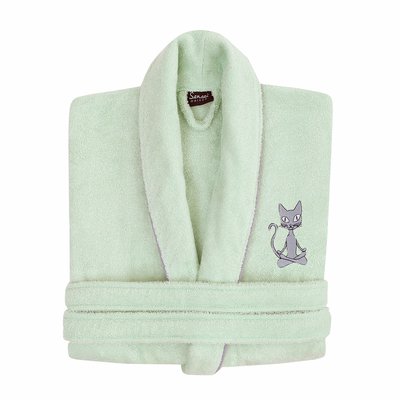 Peignoir brodé col châle 420 g/m² YOGI CAT SENSEI MAISON
