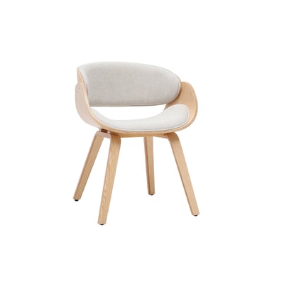 Chaise design en tissu effet velours texturé beige et bois clair BENT MILIBOO