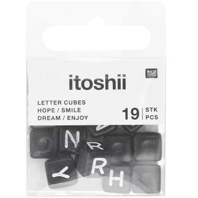 Itoshii parck de 19 perles ponii noires hope smile dream enjoy RICO DESIGN