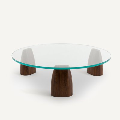 Clay Tripod Base Glass & Walnut Coffee Table AM.PM