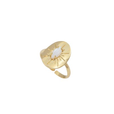 Bague  nacre blanche dorée - iris CAROLINE NAJMAN
