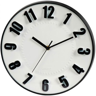 Horloge murale ronde noire et blanche 30x30x4.5cm WADIGA