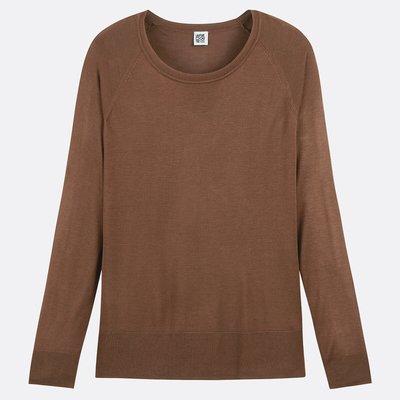 Jersey de cuello redondo en punto fino, manga larga LA REDOUTE COLLECTIONS