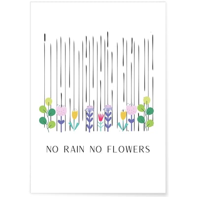 Affiche Motivation No Rain No Flowers L'AFFICHERIE