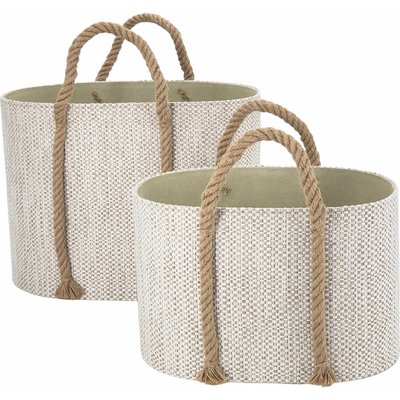 Panier décoratif naturel avec poignées en corde en jute RECOLLECTION