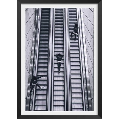 Affiche noir et blanc clic clac escalators HEXOA