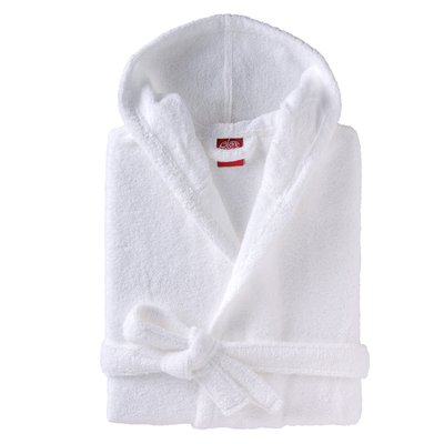 Peignoir à capuche enfant 100% coton peigné, TOUT SIMPLEMENT BAIN BLANC CERISE
