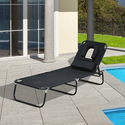 Bain de soleil inclinable pliable noir HOMCOM