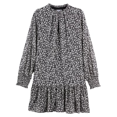 Платье короткое расклешенное, длинные рукава, цветочный принт LA REDOUTE COLLECTIONS