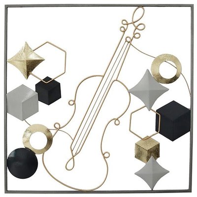 Tableau en métal violon tons noir, gris et or PIER IMPORT