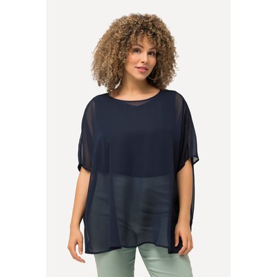 Blouse oversize en mousseline. Col rond et ULLA POPKEN