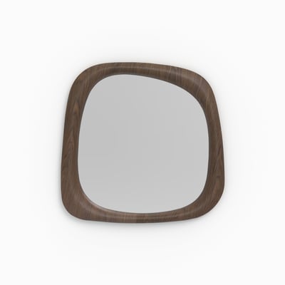 Miroir carré en placage noyer, 90 x 90 cm - YOKO MAISON PAVANE