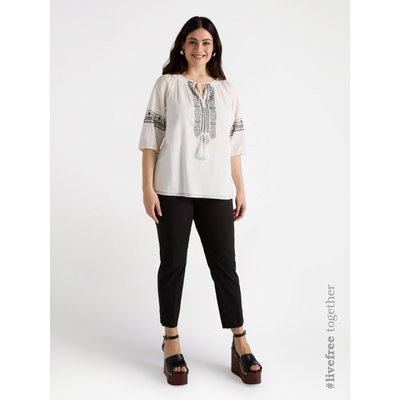 Blouse avec broderies ethniques sur le devant et sur les manches, un incontournable de l’été FIORELLA RUBINO