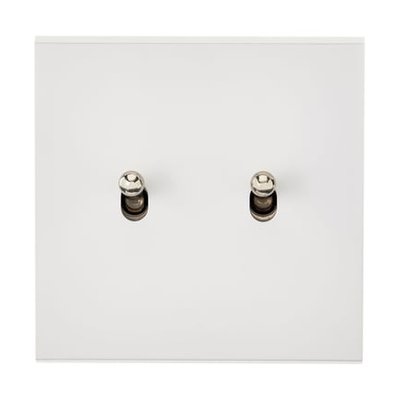 Double Interrupteur Simple Va Et Vient Confidence Laiton Blanc Mat MODELEC