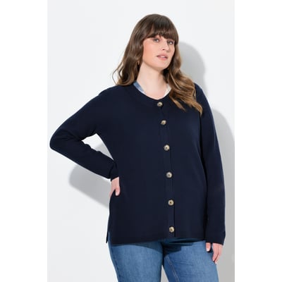 Cardigan Femme Léger & Élégant – Manches Longues, Poche – Bleu Marine – Printemps/Été/Automne – Grande Taille