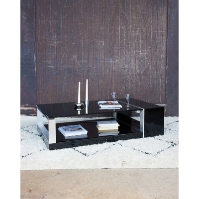 Table basse design en verre noir Donna N°1645 - Bon état DEBONGOUT
