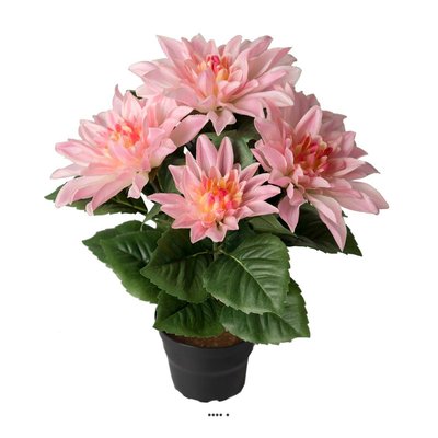 Dalhia commun artificiel en pot, 5 fleurs ARTIFICIELLES