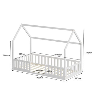 Lit cabane avec barrière NID ENCHANTE (matelas non inclus) MINEA