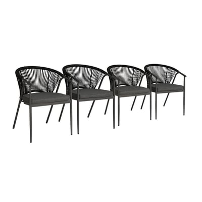 Fauteuil de jardin empilable acier et cordes (lot de 4) LIORA SWEEEK