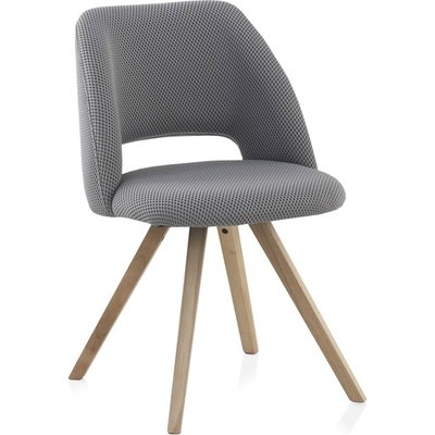 x4 chaises grise nid d'abeille assise confortable pieds bois naturel RECOLLECTION