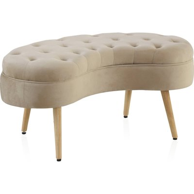 banc tapissé en velours  pieds bois forme originale RECOLLECTION