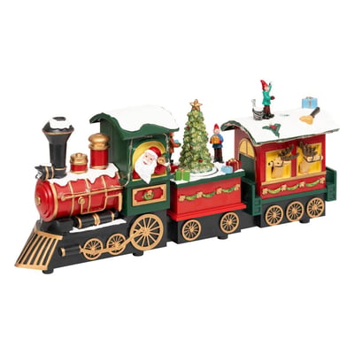 Village lumineux train Père Noël bonhomme de neige 12 LED musical avec mouvement GLYNN ATMOSPHERA