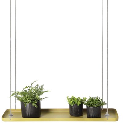 Support à plantes rectangulaire à suspendre doré Longueur de 58 cm JARDINDECO