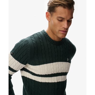 Pull en maille torsadée à rayures en coton SUPERDRY