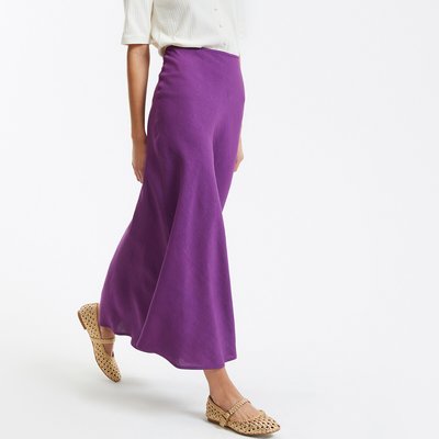 Gonna lunga svasata, viscosa e lino, Signature MARION LA REDOUTE COLLECTIONS