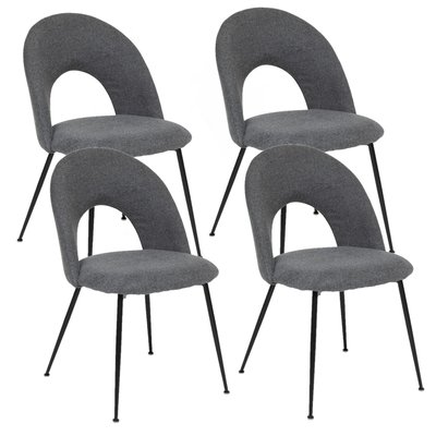 Lot de 4 chaises pieds métal assise tissu RAVEN TOILINUX