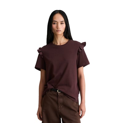 T-shirt regular avec ruches popline sur les bras MARC O’POLO DENIM