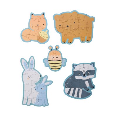 5 puzzles évolutifs 6 à 12 pièces en carton LES AMIS DE LA FORÊT VERTBAUDET