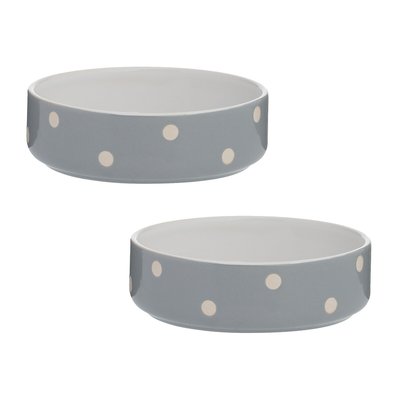13cm Set of 2 Polka Dot Pet Bowls MASON CASH