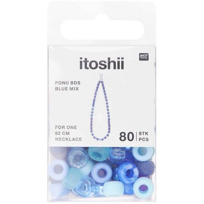 Itoshii pack de 80 perles Ponii bleu mix RICO DESIGN