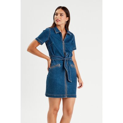 Robe droite en jean zippée CACHE CACHE
