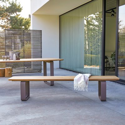 Banc de jardin en teck massif et aluminium HARPER TIKAMOON
