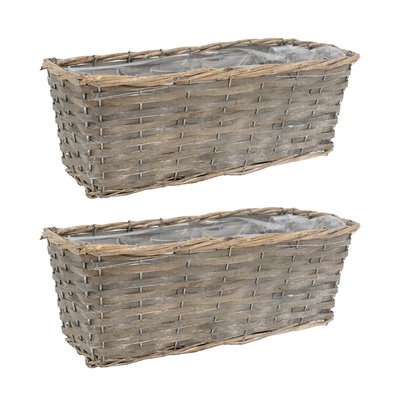 Jardinière en osier et bois 35 x 14 x 13 cm AUBRY GASPARD