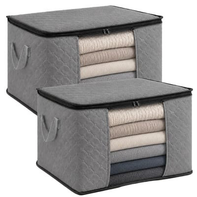 Lot de 2 sacs de rangement pliable pour vêtements, linge de maison avec poignées VIVEZEN