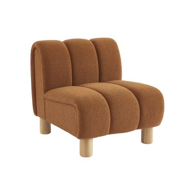 Fauteuil relax pieds arrondis bois d'hévéa et bouclette ANGEL SWEEEK
