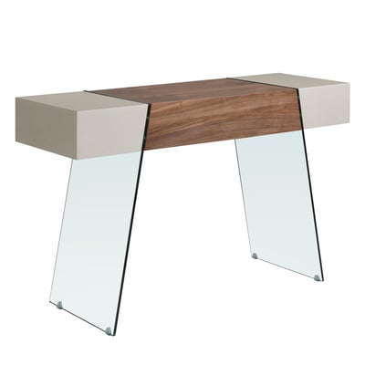 Console rectangulaire en bois gris, noyer et verre trempé ANGEL CERDA
