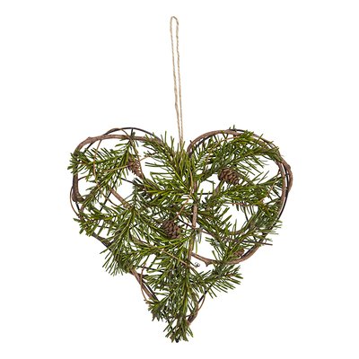 Suspension de noël décorative coeur en pin en rotin D30 SIA DECO