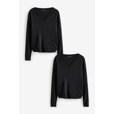 Pulls à col en v manches longues, lot de 2 NEXT